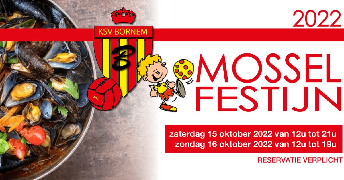 Mosselfestijn 15 en 16 oktober (reservatie verpl.)