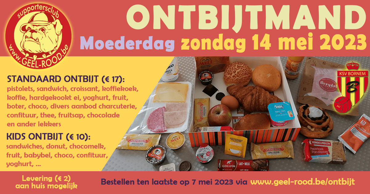 Ontbijtmand op Moederdag 14 mei 2023