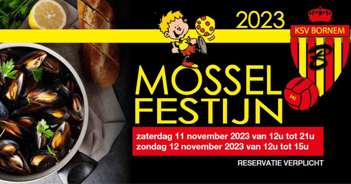 Mosselfestijn 11 en 12 november (reservatie verpl)