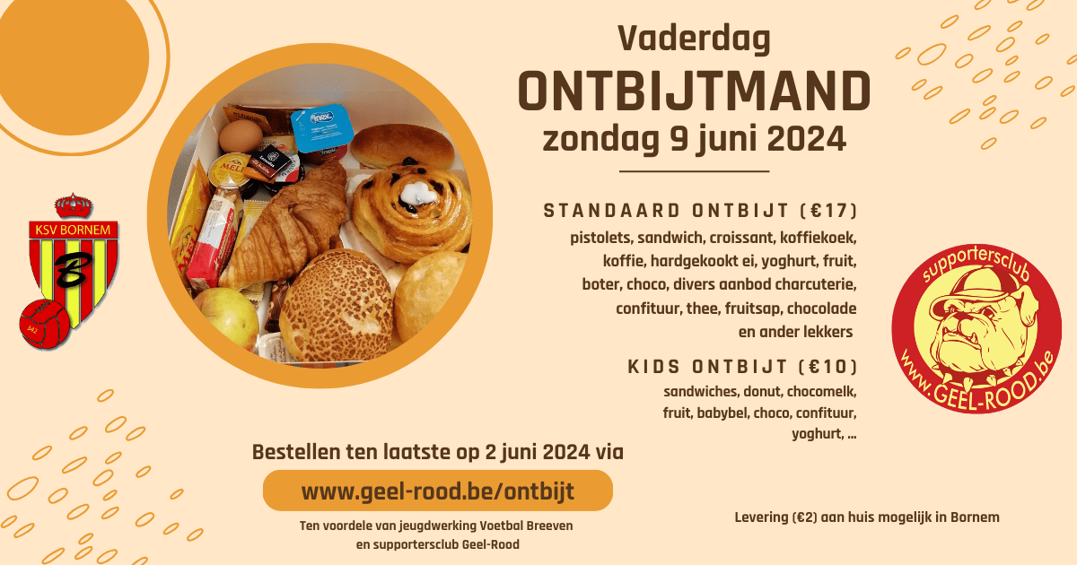 Ontbijtmand op Vaderdag 9 juni 2024